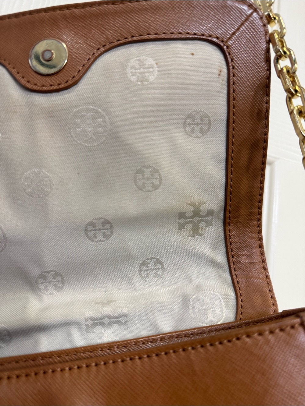 Tory Burch Brown Leather Chain-strap Crossbody Bag - Picture 6 of 8